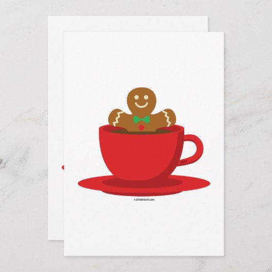 ジンジャーブレッドマンリラックスさせるインホットチョコレートレッドカップ シーズンカード (正面/裏面)