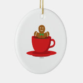 ジンジャーブレッドマンリラックスのホットチョコレートレッドカップ セラミックオーナメント (右)
