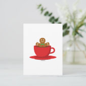 ジンジャーブレッドマンリラックスのホットチョコレートレッドカップ ポストカード (スタンド正面)