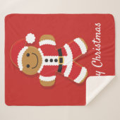 ジンジャーブレッドマンレッドクッキーフードクリスマス シェルパブランケット (正面(横))