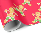 ジンジャーブレッドマンレッドクリスマスベイクパターン ラッピングペーパー (ロールコーナー)