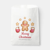 ジンジャーブレッドマンレッドスクリプトクリスマス フェイバーバッグ (正面)