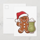 ジンジャーブレッドマン保持抹茶ドリンククリスマス 案内ポストカード (正面/裏面)