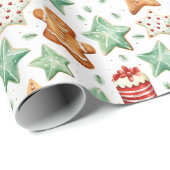 ジンジャーブレッドマン切り出しクッキーモダンクリスマス ラッピングペーパー (ロールコーナー)