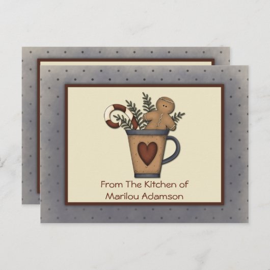 ジンジャーブレッドマン初期のキャンディレシピカード ポストカード (正面/裏面)