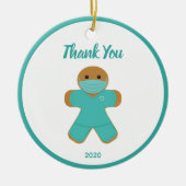 ジンジャーブレッドマン医療ナースドクターサンキュー セラミックオーナメント (正面)