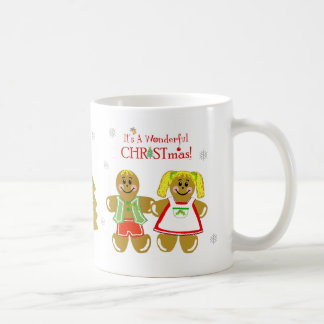 ジンジャーブレッドマン及び女性のクリスマスのマグ コーヒーマグカップ