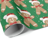 ジンジャーブレッドマン及び雪片ラッピング紙 ラッピングペーパー (ロールコーナー)