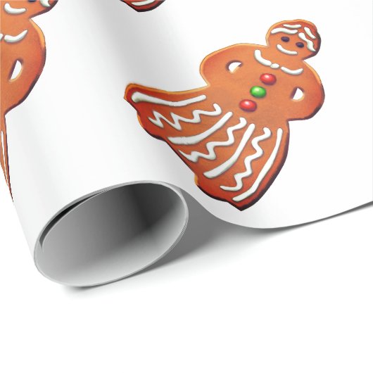 ジンジャーブレッドマン女性クッキーおばあちゃん ラッピングペーパー (ロールコーナー)