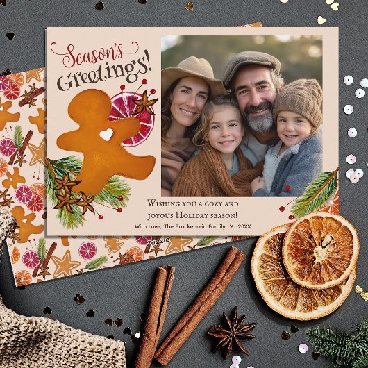 ジンジャーブレッドマン季節のごあいさつ写真クリスマス シーズンカード