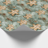 ジンジャーブレッドマン常緑包装紙 ラッピングペーパー (角)