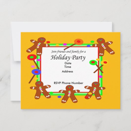 ジンジャーブレッドマン招待状カード 招待状 (正面)