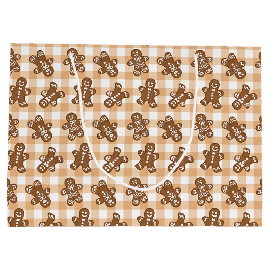 ジンジャーブレッドマン格子模様 ラージペーパーバッグ (裏面)