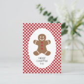 ジンジャーブレッドマン水玉模様クリスマスポストカード ポストカード (スタンド正面)