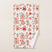 ジンジャーブレッドマン焼いたクッキーズ素朴ホリデイ バスタオルセット (ハンドタオル)