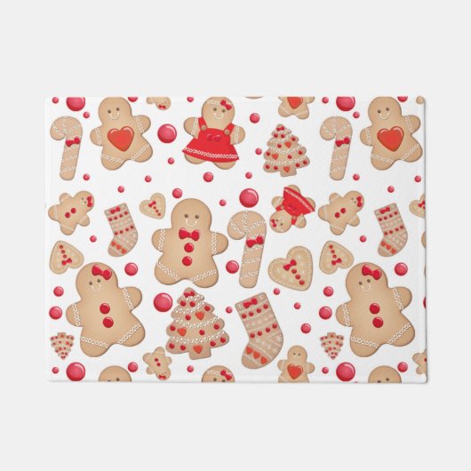 ジンジャーブレッドマン焼いたクー素朴クお洒落 ドアマット (正面)