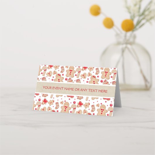 ジンジャーブレッドマン焼いたクー素朴クお洒落 プレイスカード (正面)