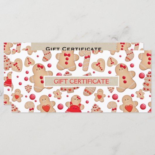 ジンジャーブレッドマン焼いたCookieギフト証明書 (正面/裏面)