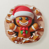 ジンジャーブレッドマン貫通歯肉3D効果 ラウンドクッション (正面)