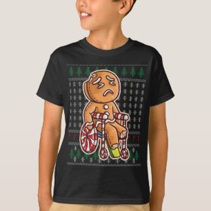 ジンジャーブレッドマン車椅子折れ脚ジョーク調理師 Tシャツ