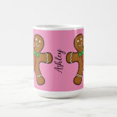 ジンジャーブレッドマン遊のサッカー |名前の追加 コーヒーマグカップ (中央)