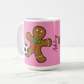 ジンジャーブレッドマン遊のサッカー |名前の追加 コーヒーマグカップ (正面左)