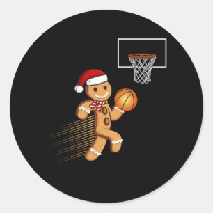 ジンジャーブレッドマン遊のバスケットボールクリスマスクッキー ラウンドシール