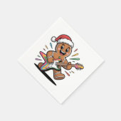 ジンジャーブレッドマン遊ズギターエレクトリックサンタ スタンダードカクテルナプキン (角)