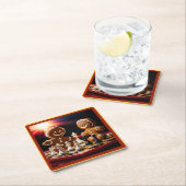 ジンジャーブレッドマン遊チェスは彼の妹と スクエアペーパーコースター (インサイチュ)