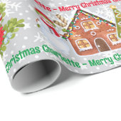 ジンジャーブレッドマン雪だるま名前の追加クリスマス ラッピングペーパー (ロールコーナー)