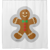 ジンジャーブレッドマン雪の天使を作る シャワーカーテン (正面)