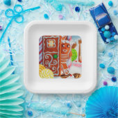 ジンジャーブレッドマン9インチスクエア紙プレート ペーパープレート (パーティー)