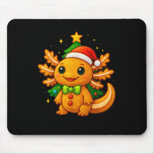ジンジャーブレッドマン アホロートル サンタ帽子 クリスマスツリー マウスパッド