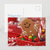 ジンジャーブレッドマン　キャンディケインスティック シーズンポストカード (正面/裏面)