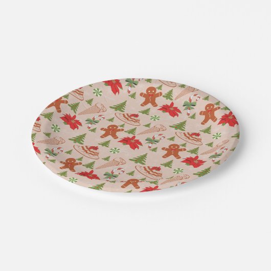 ジンジャーブレッドマン、キャンディミンツとアイスクリーム ペーパープレート (アングル)