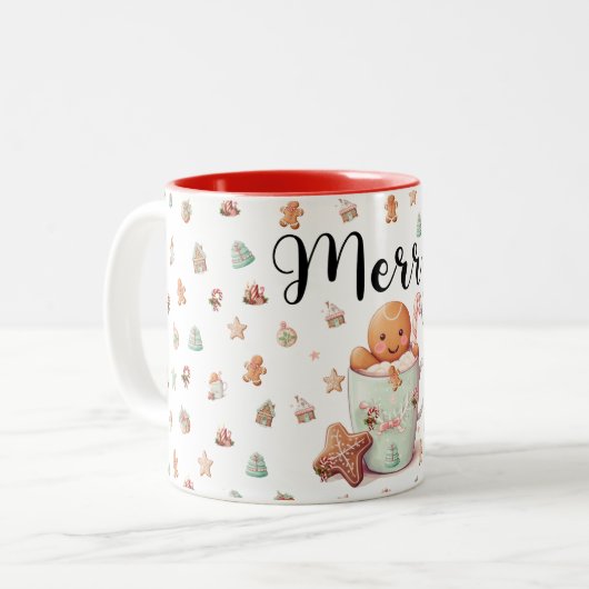 ジンジャーブレッドマン&キャンディーケーンクリスマスギフト ツートーンマグカップ (正面左)