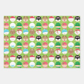 ジンジャーブレッドマン、キャンディーケーントインデナー&クリスマス ラッピングペーパーシート (正面3)