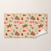 ジンジャーブレッドマン、キャンディ、サンタハット バスタオルセット (ハンドタオル)