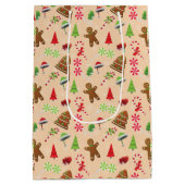 ジンジャーブレッドマン、キャンディ、サンタハット ミディアムペーパーバッグ (裏面)