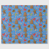 ジンジャーブレッドマン、キャンディ、棒つきキャンデー ラッピングペーパー (フラット)