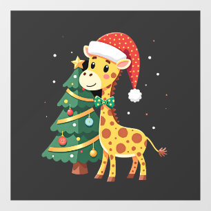 ジンジャーブレッドマン キリン サンタハット クリスマスツリーT ウィンドウサイン