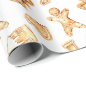 ジンジャーブレッドマン、クリスマスツリー、ハートパターン ラッピングペーパー (ロールコーナー)