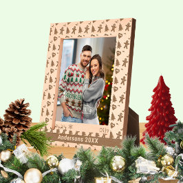 ジンジャーブレッドマン、クリスマスツリー、ハート、名前8x10 レーザー彫刻フレーム