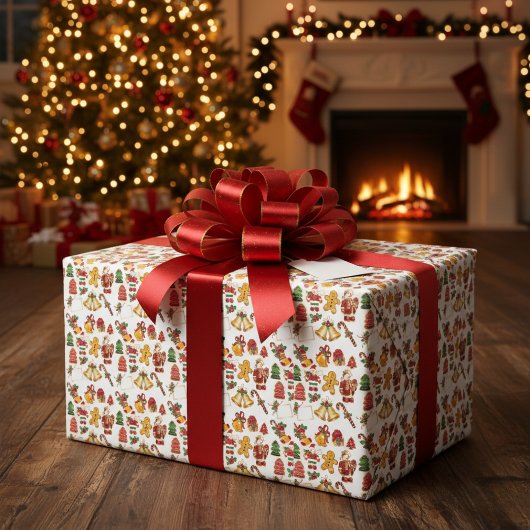 ジンジャーブレッドマン&クリスマストリートラッピング紙 ラッピングペーパー