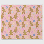 ジンジャーブレッドマン、クリスマスボール ラッピングペーパー (フラット)