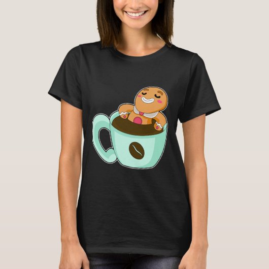 ジンジャーブレッドマン クリスマス コーヒー Tシャツ (正面)
