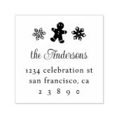 ジンジャーブレッドマン&スノーフレークスファミリー差出人住所 セルフインキングスタンプ (デザイン)