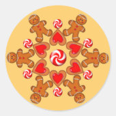 ジンジャーブレッドマン&ハートバイシャロンシャーペ ラウンドシール (正面)