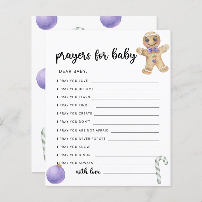 ジンジャーブレッドマン-ベビー用祈りの言葉 (正面/裏面)