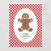 ジンジャーブレッドマン ポルカドット クリスマス ポストカード (正面)